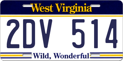 WV license plate 2DV514