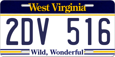 WV license plate 2DV516