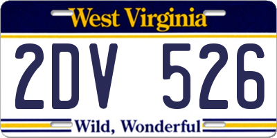 WV license plate 2DV526