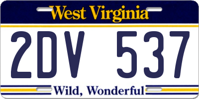 WV license plate 2DV537
