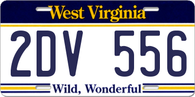 WV license plate 2DV556