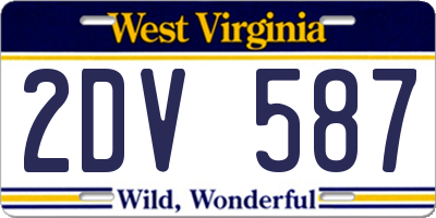 WV license plate 2DV587