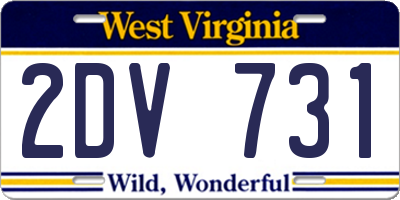 WV license plate 2DV731