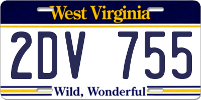 WV license plate 2DV755