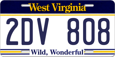 WV license plate 2DV808