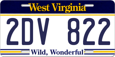 WV license plate 2DV822