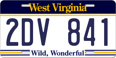 WV license plate 2DV841