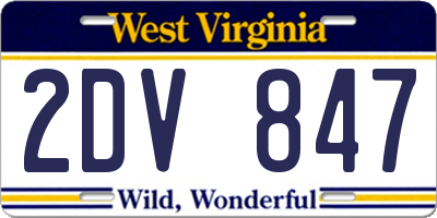 WV license plate 2DV847