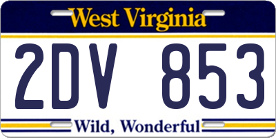 WV license plate 2DV853