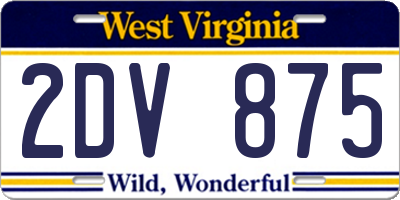 WV license plate 2DV875
