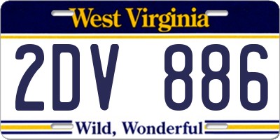 WV license plate 2DV886