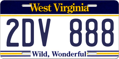 WV license plate 2DV888