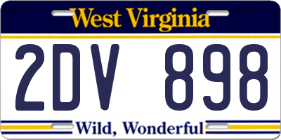 WV license plate 2DV898