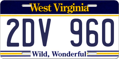 WV license plate 2DV960