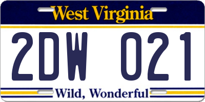 WV license plate 2DW021