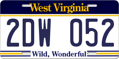 WV license plate 2DW052