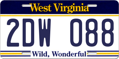 WV license plate 2DW088