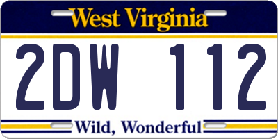 WV license plate 2DW112