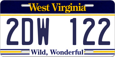WV license plate 2DW122