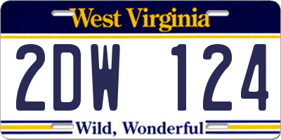 WV license plate 2DW124