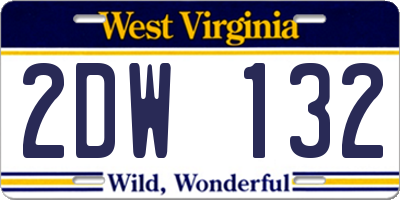 WV license plate 2DW132