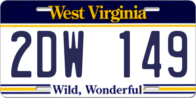 WV license plate 2DW149