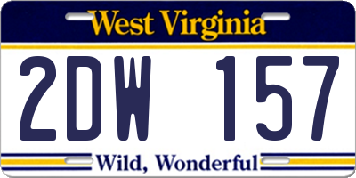 WV license plate 2DW157