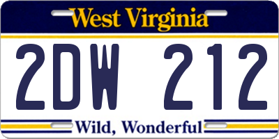 WV license plate 2DW212