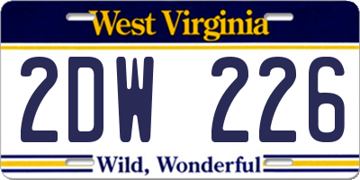 WV license plate 2DW226