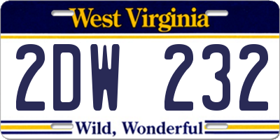 WV license plate 2DW232