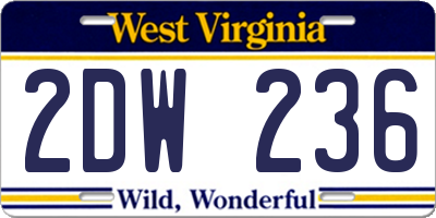 WV license plate 2DW236