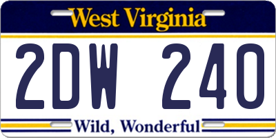 WV license plate 2DW240