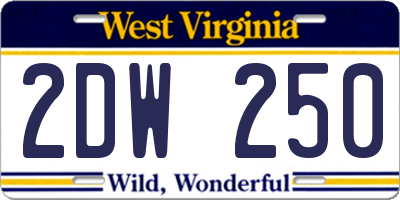 WV license plate 2DW250