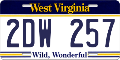 WV license plate 2DW257