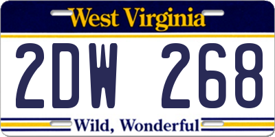 WV license plate 2DW268