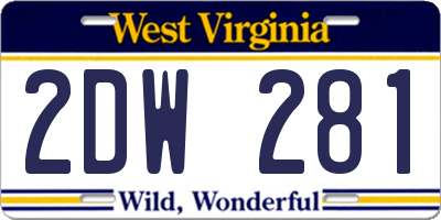 WV license plate 2DW281