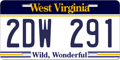 WV license plate 2DW291