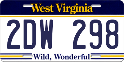 WV license plate 2DW298