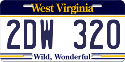 WV license plate 2DW320
