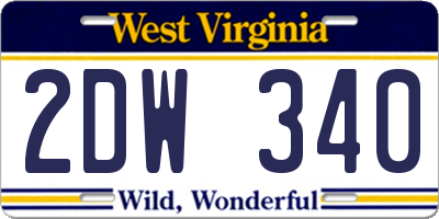 WV license plate 2DW340