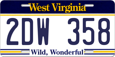 WV license plate 2DW358