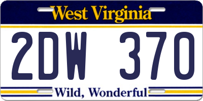 WV license plate 2DW370