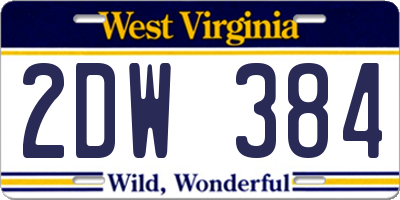 WV license plate 2DW384