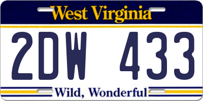 WV license plate 2DW433