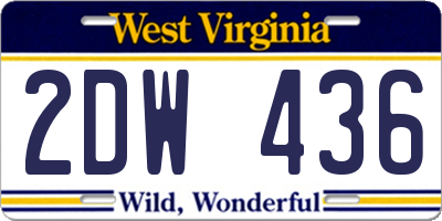 WV license plate 2DW436