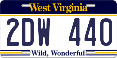 WV license plate 2DW440