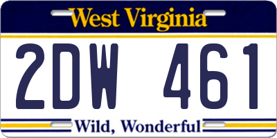 WV license plate 2DW461