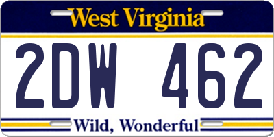 WV license plate 2DW462