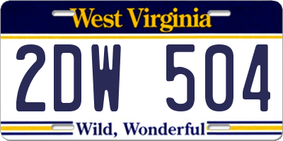WV license plate 2DW504