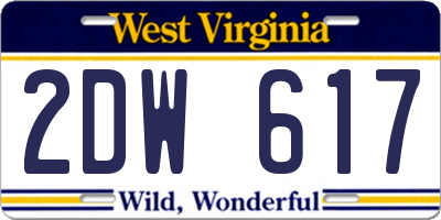 WV license plate 2DW617